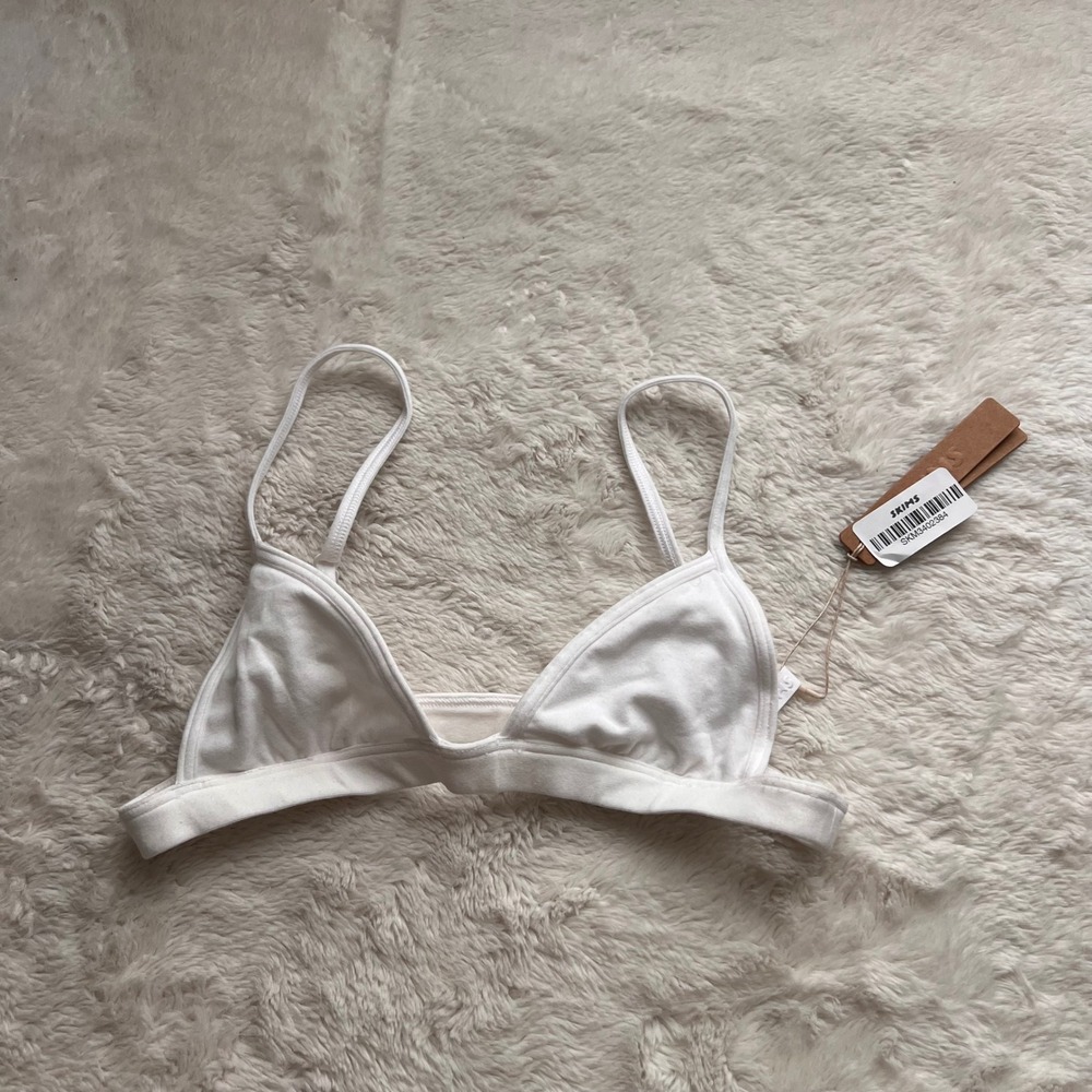 SKIMS Everyday Cotton Triangle Bralette Snow White BR-BRL-10642W Size Small NWT